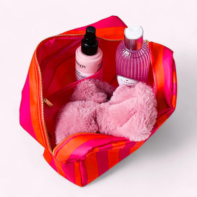Romy Kosmetiktasche L Stripes Neon Pink Orange