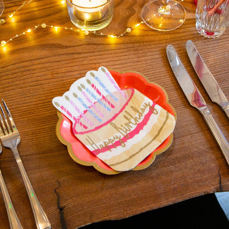 Talking Tables - Tortenförmige Happy Birthday Servietten — 12 Stück | Boutique Ballooons