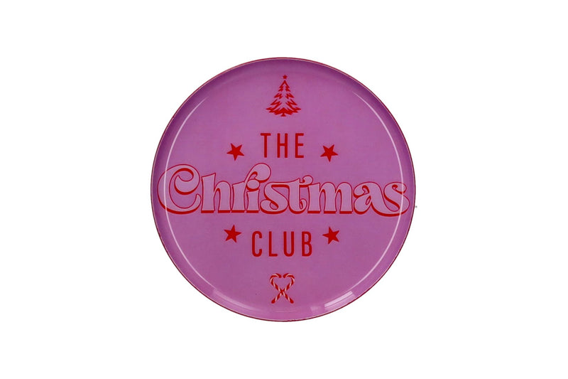 Love Trays, Dekotablett, XS, Motiv: The Christmas club, rund, rosa