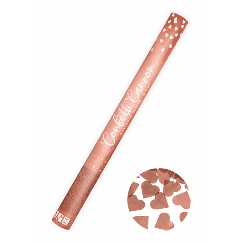 Konfettikanone XL - 60cm - Metallic - Herzen - RoseGold