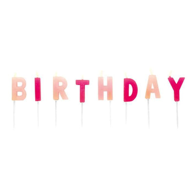 Kuchenkerzen "Happy Birthday" Rosa | Boutique Ballooons