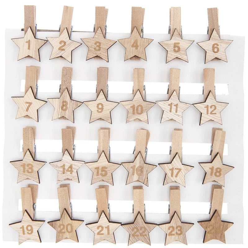 HOLZCLIPS ADVENTSKALENDER ZAHLEN 1-24 4,5CM