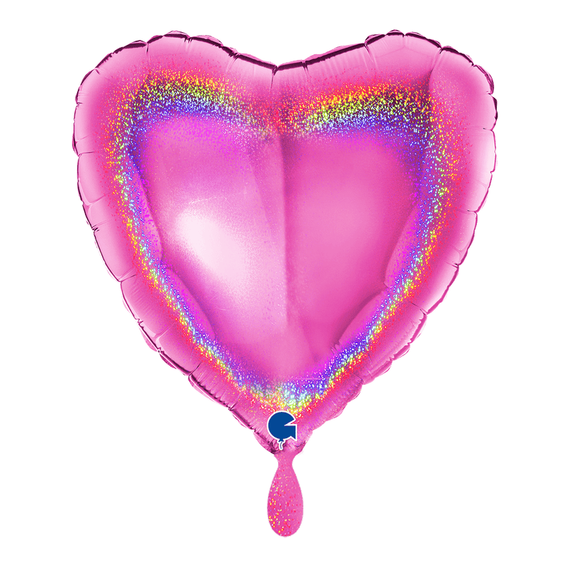 Herzballon Glitzer-Holographie-Fuchsia