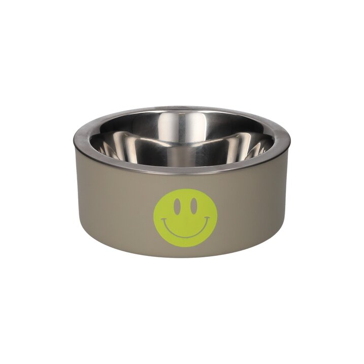 LOVE PETS, FUTTERNAPF, S, MOTIV: SMILEY, SANDSTONE