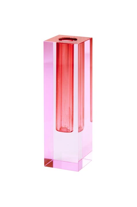 SARI, KRISTALLGLAS VASE H16,5CM, PINK/ROT, GS