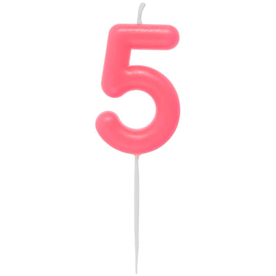 ZAHLENKERZE 5 NEON PINK 10,5CM | Boutique Ballooons