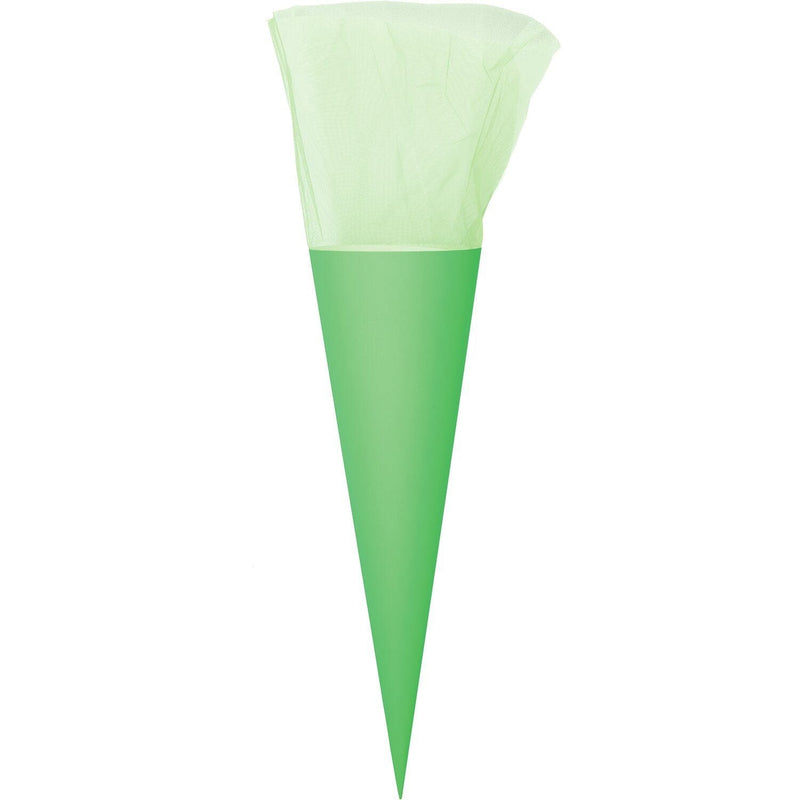 Schultüte mit Tüllverschluss, 70 cm, Neon Grün, FSC Recycled