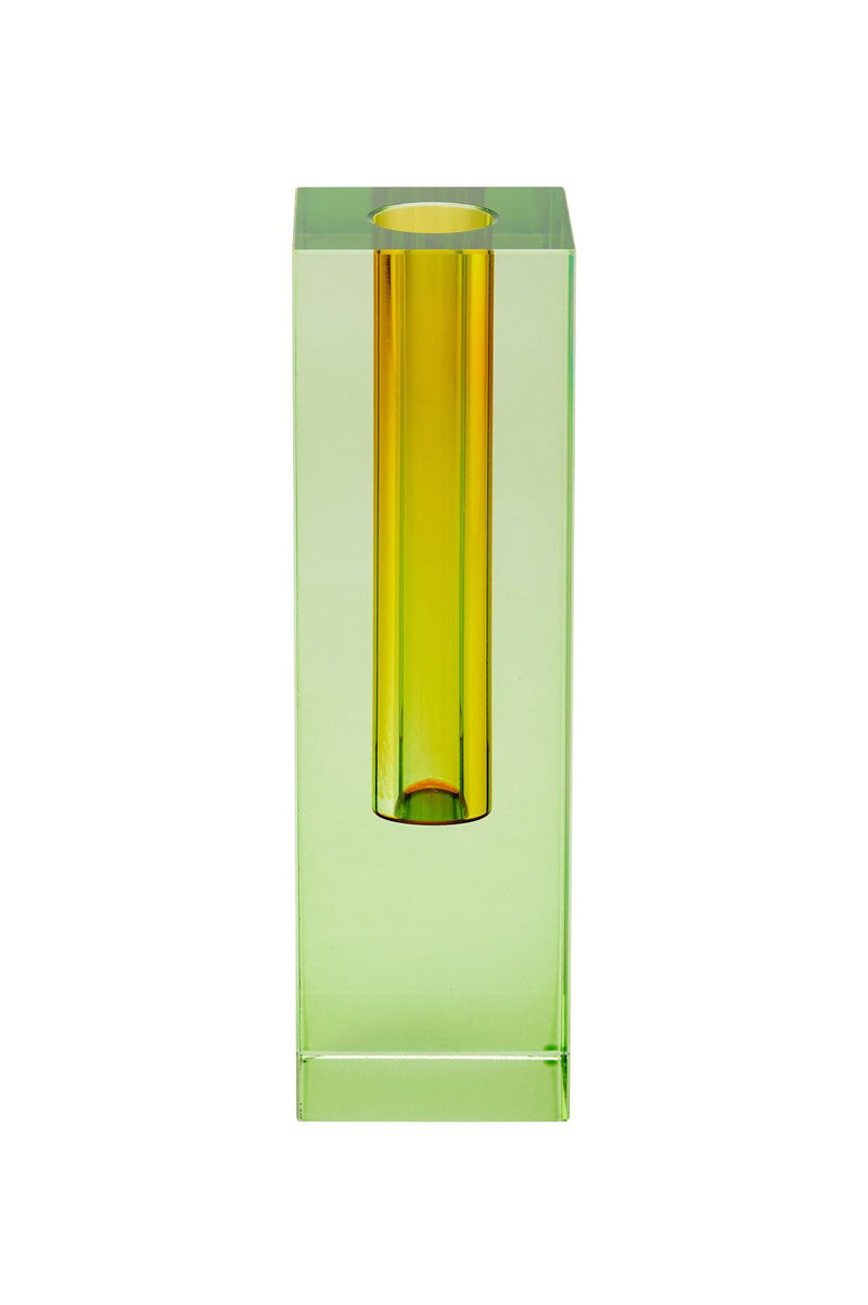 SARI, KRISTALLGLAS VASE H19,5CM, GRÜN/GELB, GS