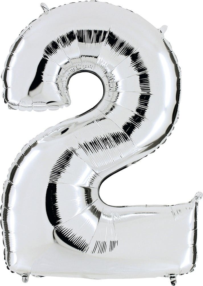 Zahlenballon 2 XXL  - Silber