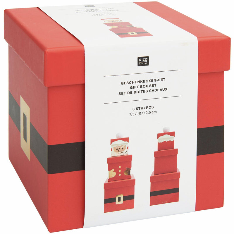 GESCHENKBOXEN-SET WEIHNACHTSMANN 4-TEILIG