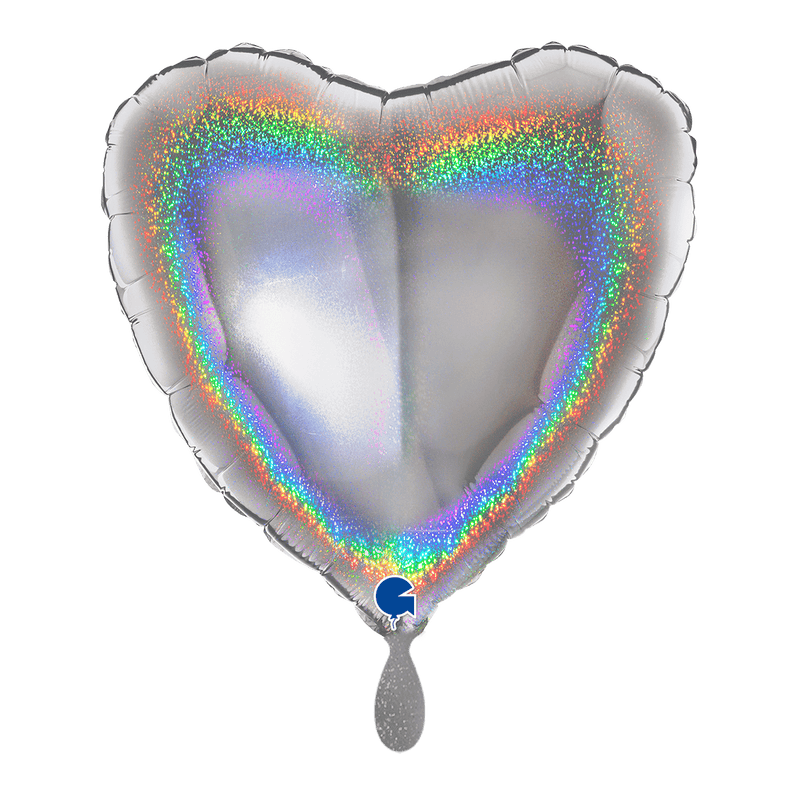 Herzballon Glitzer-Holographie-Silber