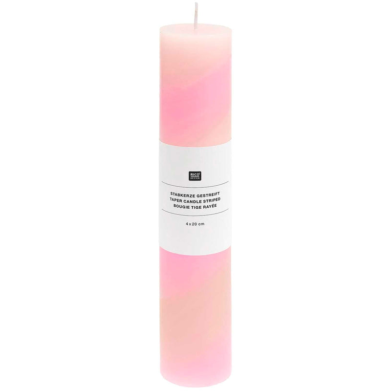 Stabkerze gestreift Rosa/Pink
