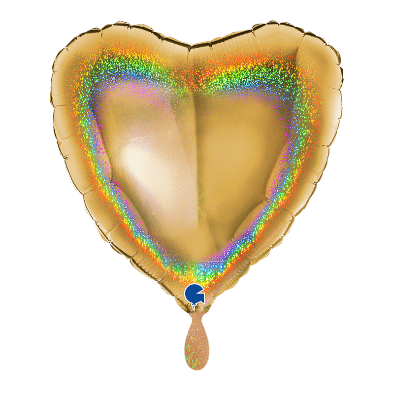 Herzballon Glitzer-Holographie-Gold