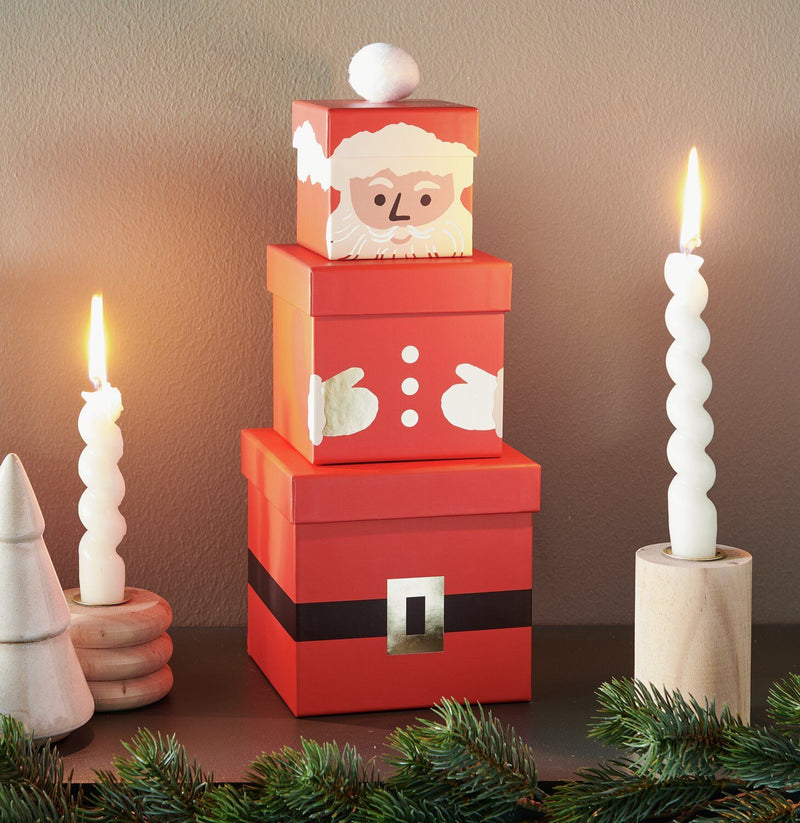 GESCHENKBOXEN-SET WEIHNACHTSMANN 4-TEILIG