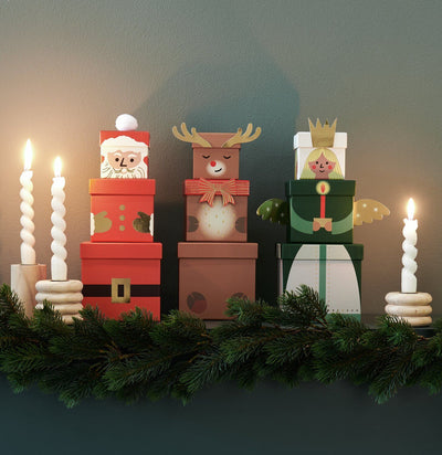 GESCHENKBOXEN-SET WEIHNACHTSMANN 4-TEILIG