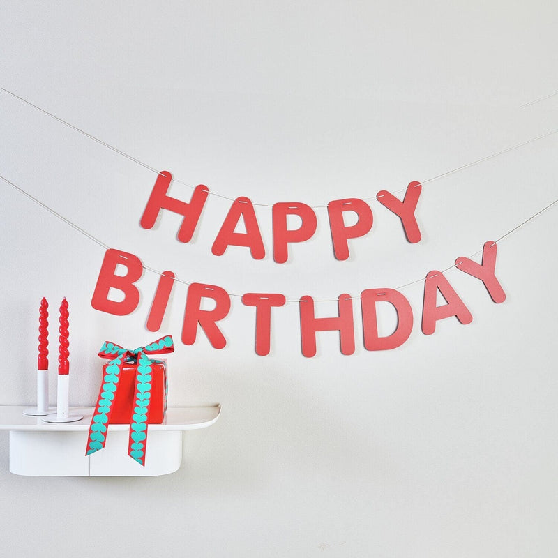 Girlande Happy Birthday, Rot FSC MIX, 5m