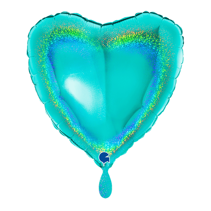 Herzballon Glitzer-Holographie-Türkis