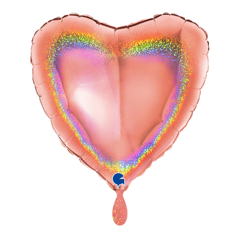 Herzballon Glitzer-Holographie-Roségold