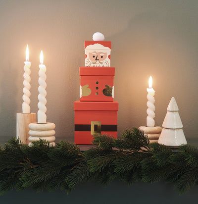 GESCHENKBOXEN-SET WEIHNACHTSMANN 4-TEILIG