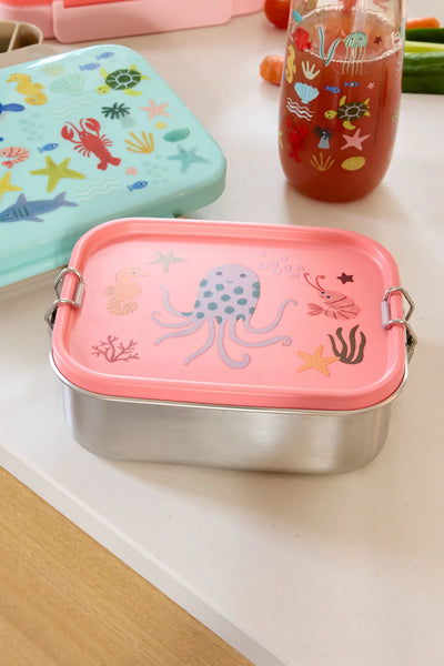 Kleine Rostfreier Stahl Brotdose - Koralle - Ocean Print