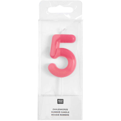 ZAHLENKERZE 5 NEON PINK 10,5CM | Boutique Ballooons