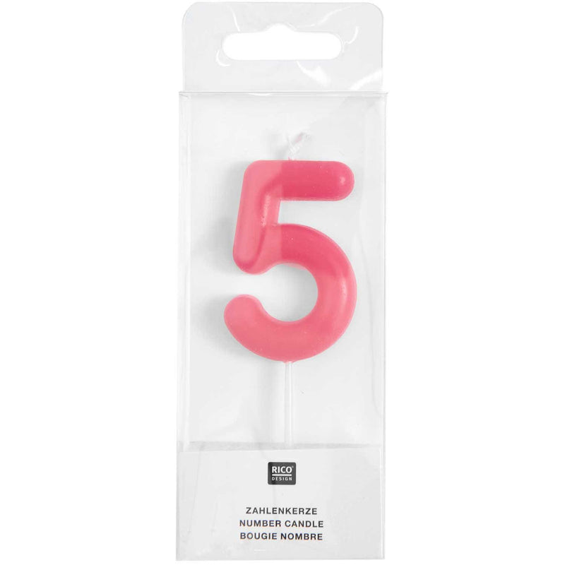 ZAHLENKERZE 5 NEON PINK 10,5CM | Boutique Ballooons