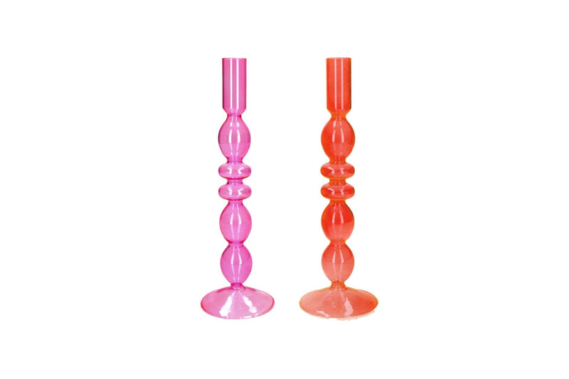 VOILE, KERZENHALTER 2 FACH SORTIERT, H(27,5CM), BOROSILIKATGLAS, NEON PINK/ORANGE, GS