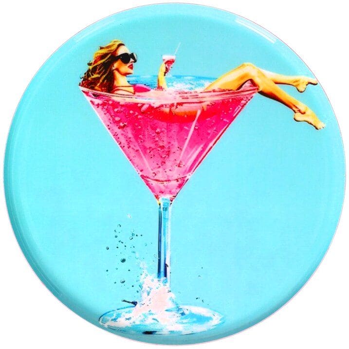 LOVE TRAYS, DEKOTABLETT, M, MOTIV: FRAU IM MARTINI-GLAS, TÜRKIS