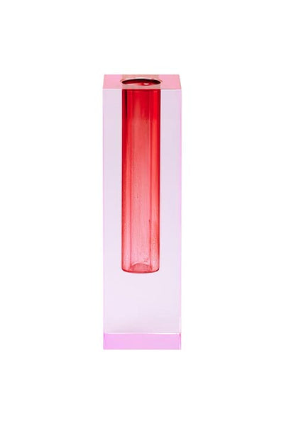 SARI, KRISTALLGLAS VASE H16,5CM, PINK/ROT, GS