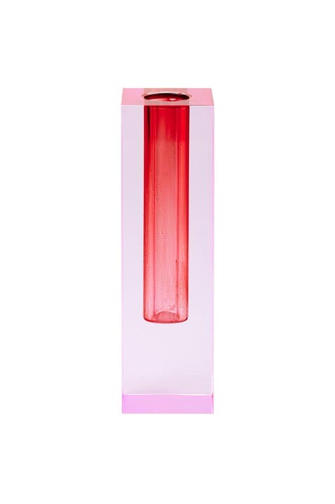 SARI, KRISTALLGLAS VASE H16,5CM, PINK/ROT, GS