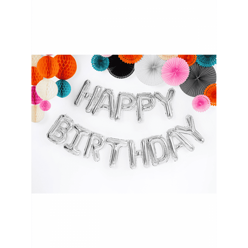 Happy Birthday Schriftzug - Silber