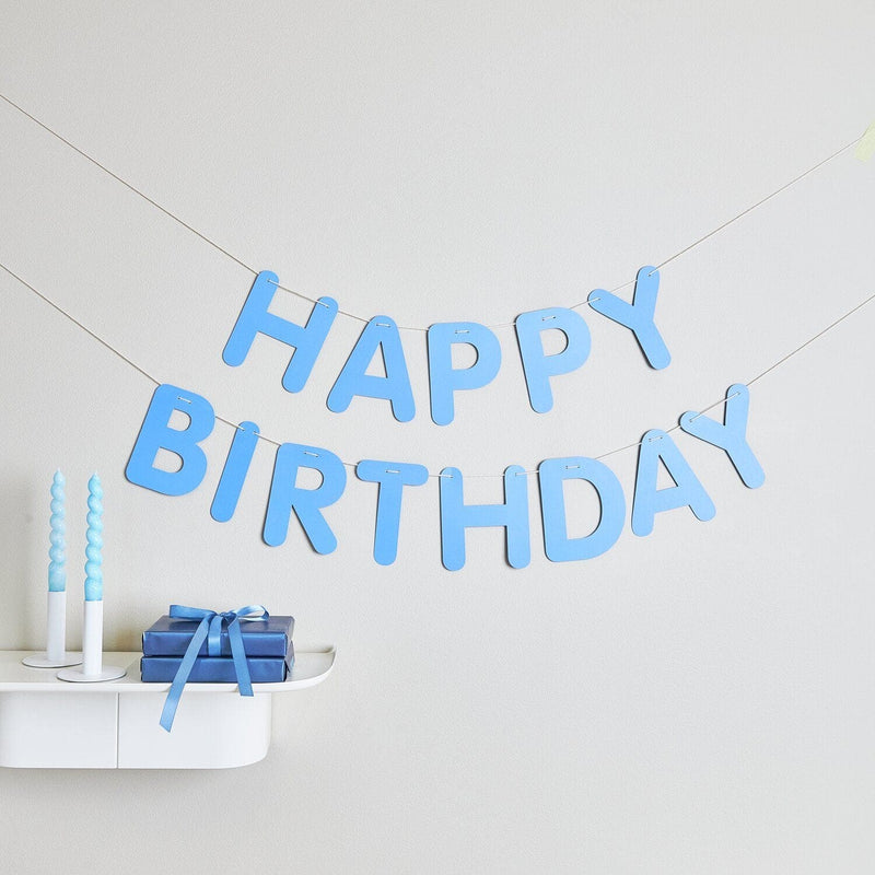 Girlande Happy Birthday, Blau FSC MIX, 5m