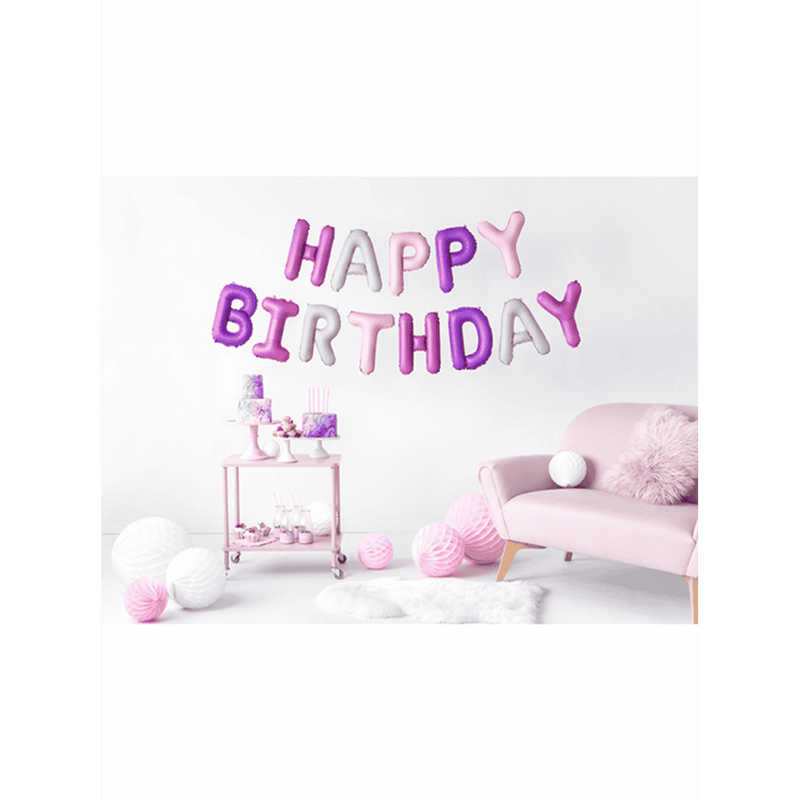 Happy Birthday Schriftzug - Rosa, Pink, Lila Mix | Boutique Ballooons