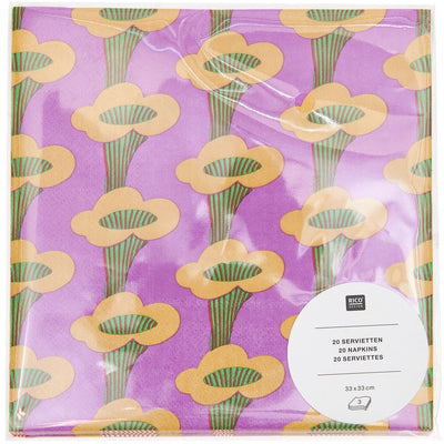 SERVIETTEN PFIFFERLINGE VIOLETT 33X33CM 20 STÜCK