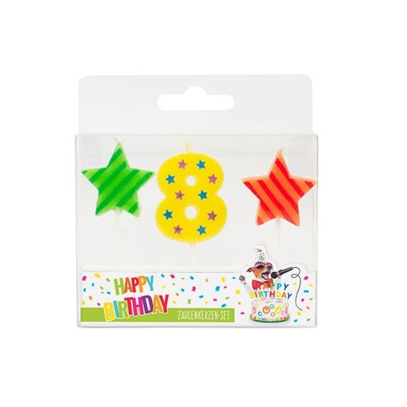 BIRTHDAY FUN ZAHL- UND STERNE-KERZEN NR. 8