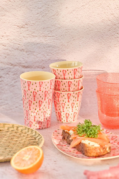 Großer Becher - Pink - Pink Lobster Print