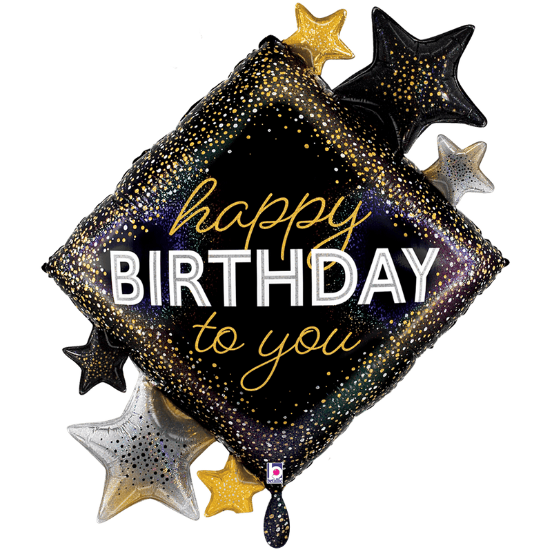 Folienballon Metallic Birthday Diamond Stars XXL