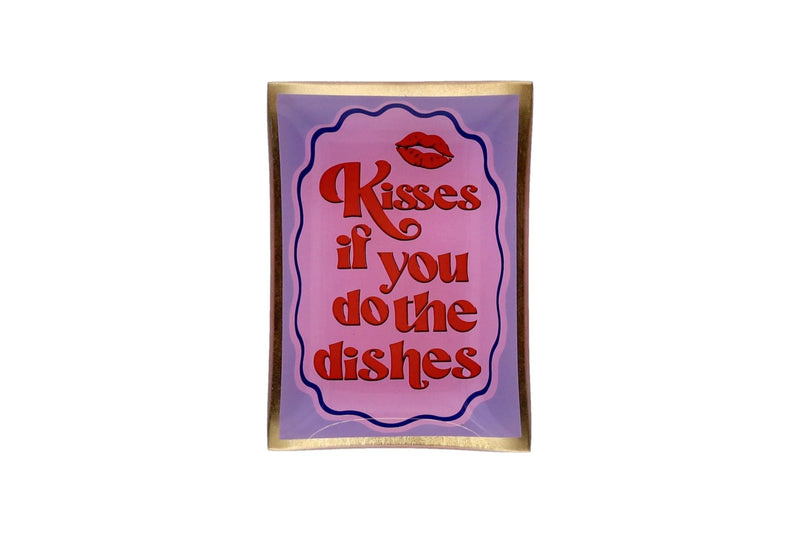 LOVE PLATES, GLASTELLER M, MOTIV: KISSES IF YOU DO THE DISHES, ROSA/LILA