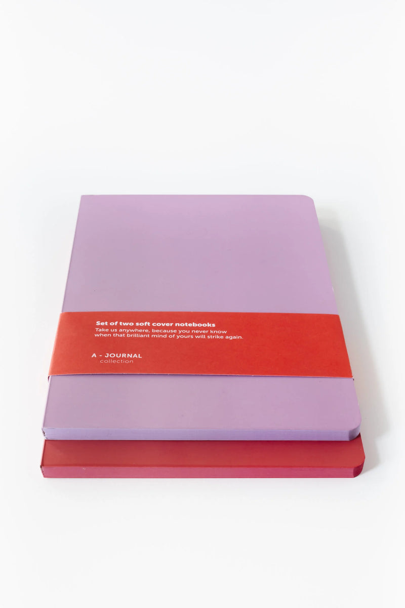 A-Journal Set of 2 Softcover Notebooks – Coral + Lilac