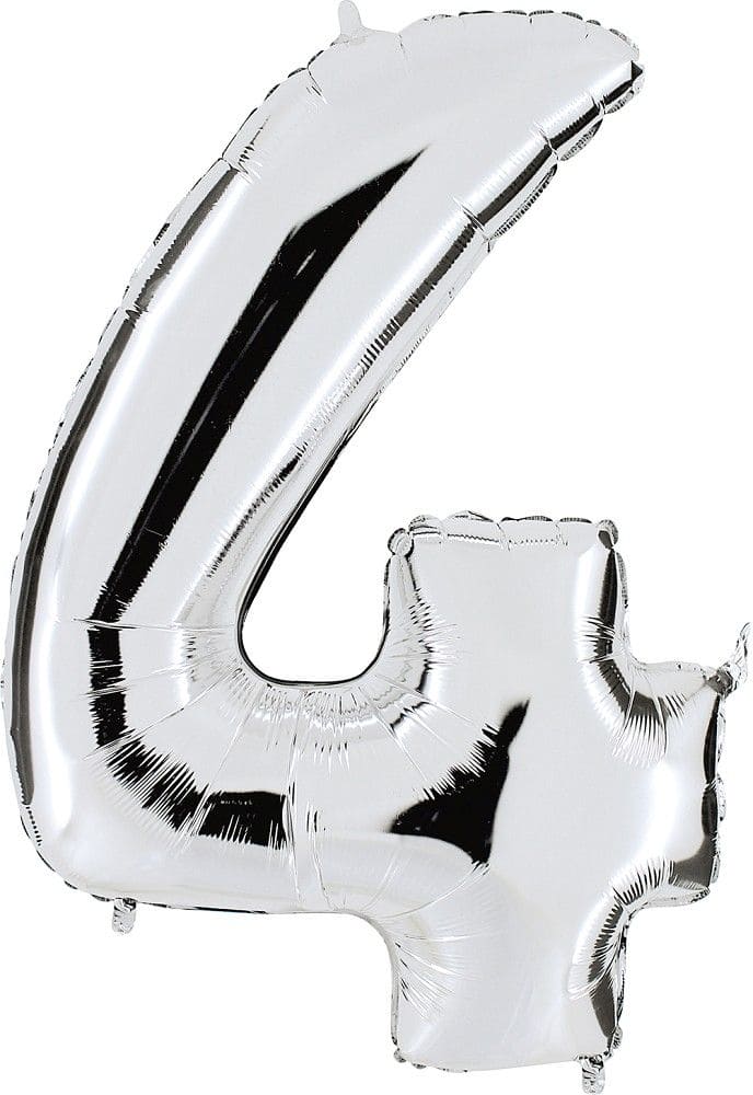 Zahlenballon 4 XXL  - Silber