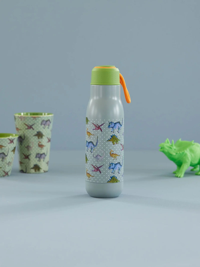 Rostfreier Stahl Flasche - Graublau - New Dino Print