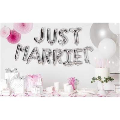 YEY! Let's Party Folienballon-Set Just married silber 11teilig | Boutique Ballooons