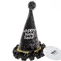 YEY! Let's Party Partyhut Happy New Year Schwarz 11x11x19cm