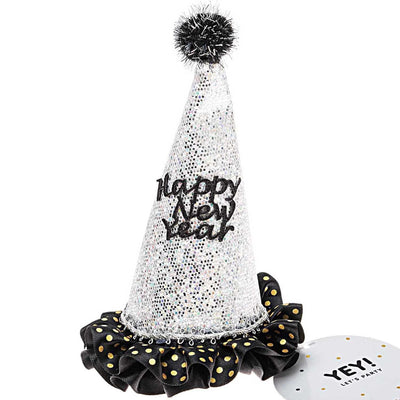 YEY! Let's Party Partyhut Happy New Year irisierend 11x11x19cm