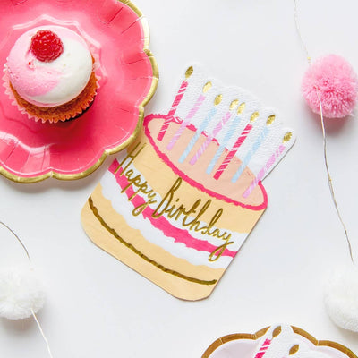 Talking Tables - Tortenförmige Happy Birthday Servietten — 12 Stück | Boutique Ballooons