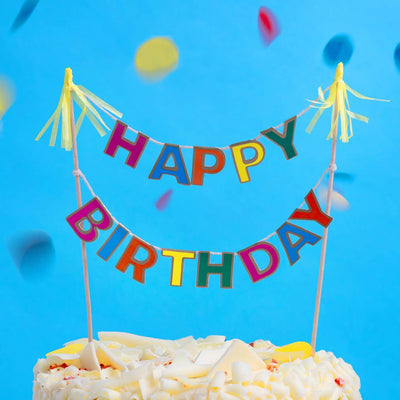 Talking Tables - Kuchendekoration „Happy Birthday“ in Regenbogenfarben | Boutique Ballooons