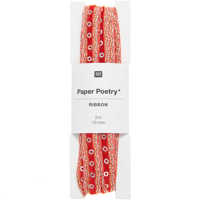 Paillettenband Samt, Rot, 10mm x 3m