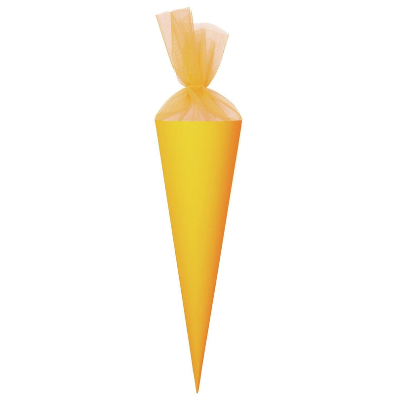 Schultüte mit Tüllverschluss, 70 cm, Neon Orange, FSC Recycled