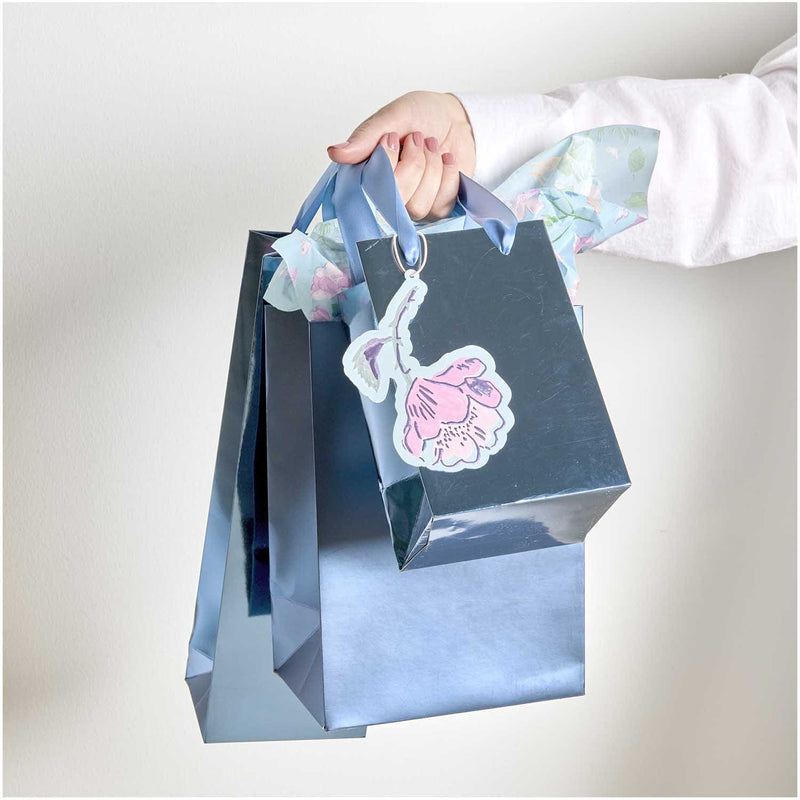Geschenktüte Metallic Blau, M, FSC MIX