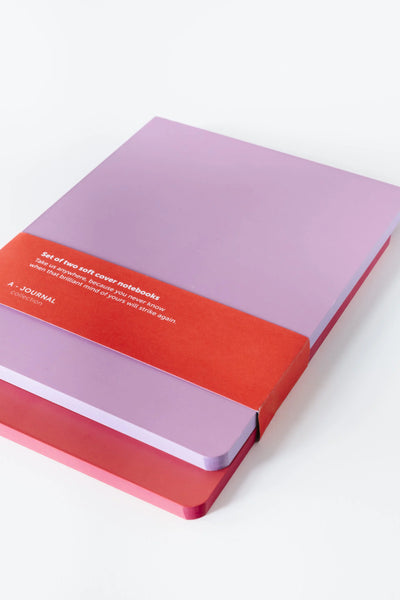 A-Journal Set of 2 Softcover Notebooks – Coral + Lilac